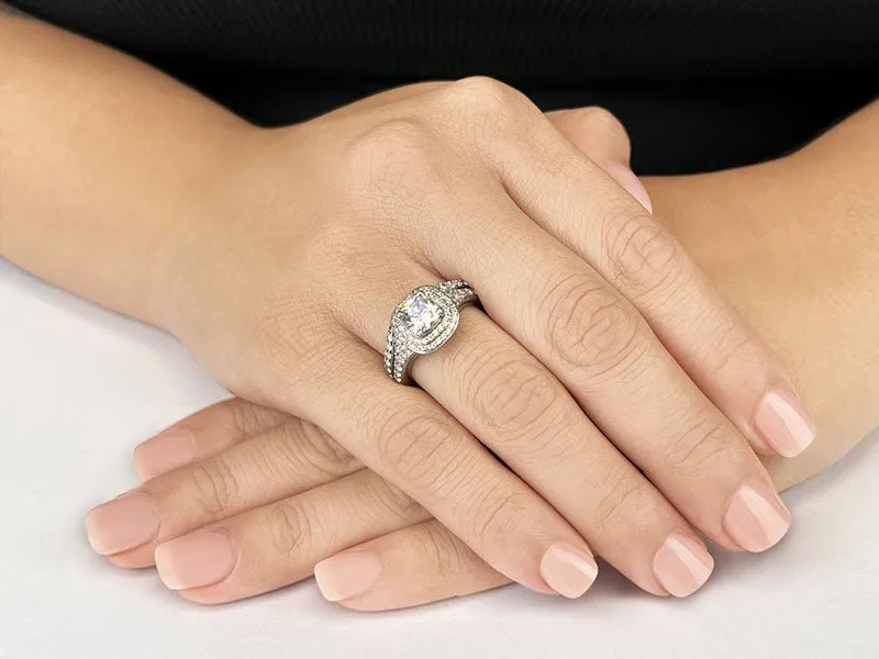 Andrea Love Cushion Cut Lab-Grown Diamond Bridal Set with 1.96 ct. (1.00 ct. center diamond)