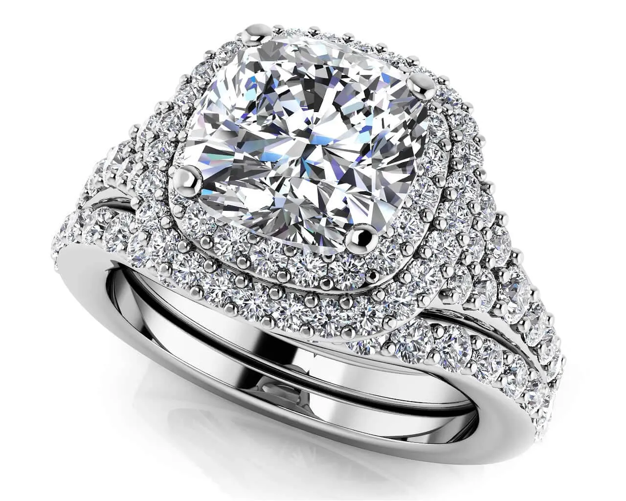 Andrea Love Cushion Cut Lab-Grown Diamond Bridal Set with 1.96 ct. (1.00 ct. center diamond)