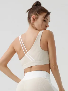 Asymmetrical Spaghetti Strap Yoga Bra