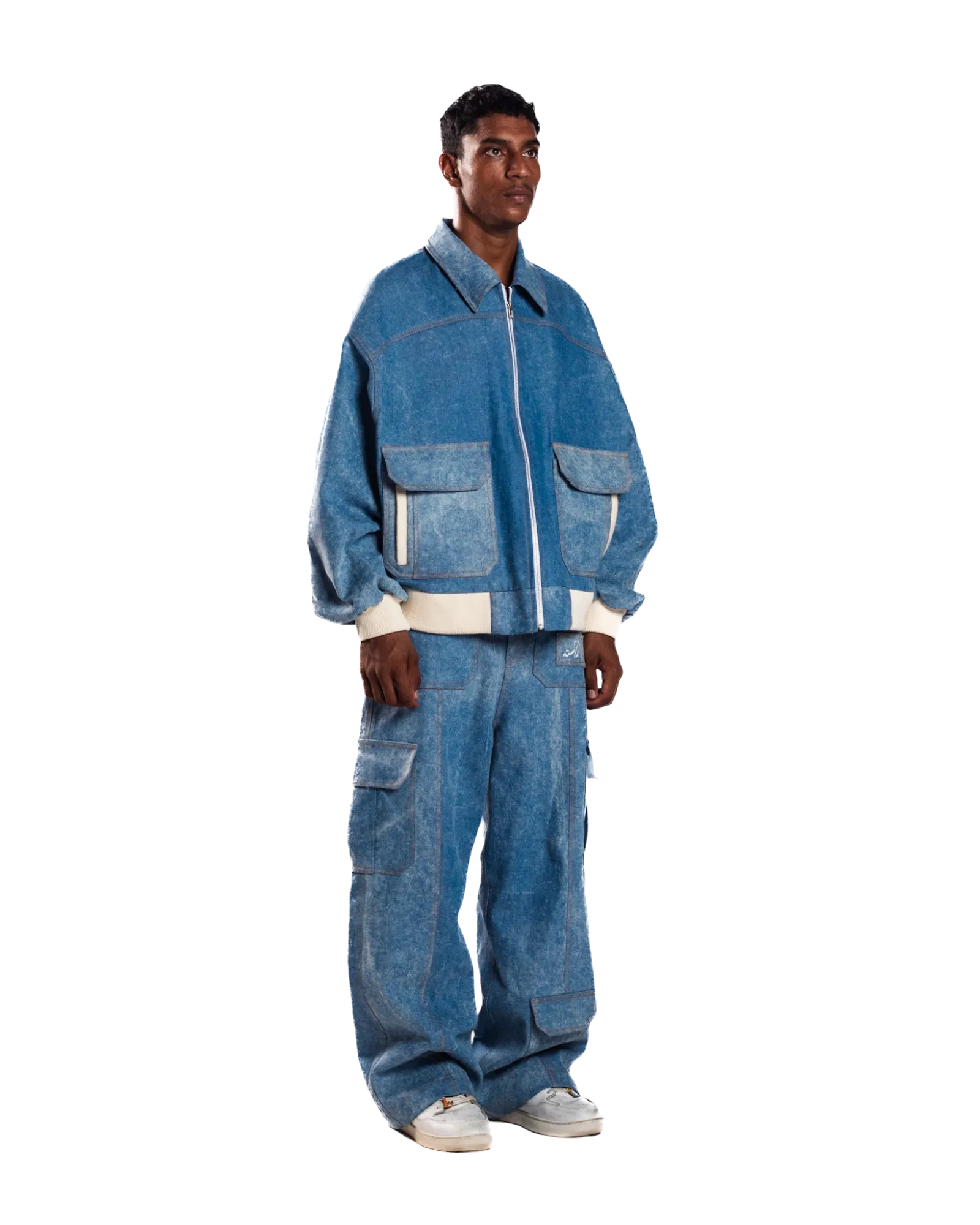 BLUE DENIM BOMBER JACKET