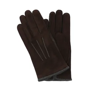 Cashmere-Lined Suede Gloves in Dark Brown