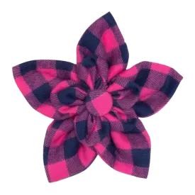 Collar Flower | Buffalo Check Pink & Navy