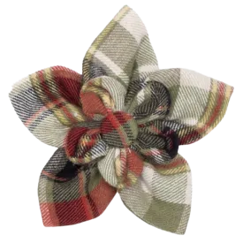 Collar Flower | Light Olive Plaid