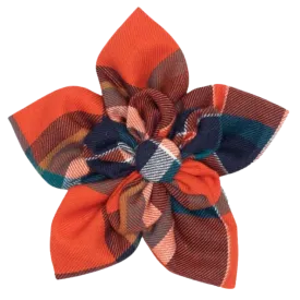 Collar Flower | Orange & Navy Plaid