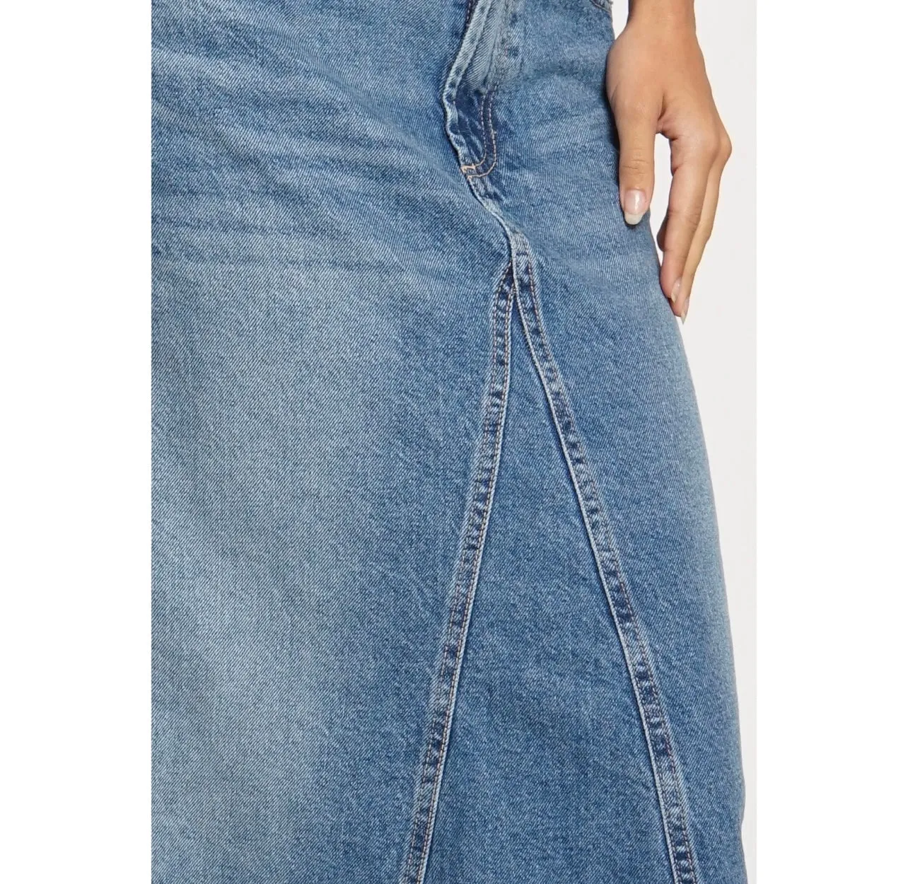 FIT FLARE DENIM MAXI SKIRT