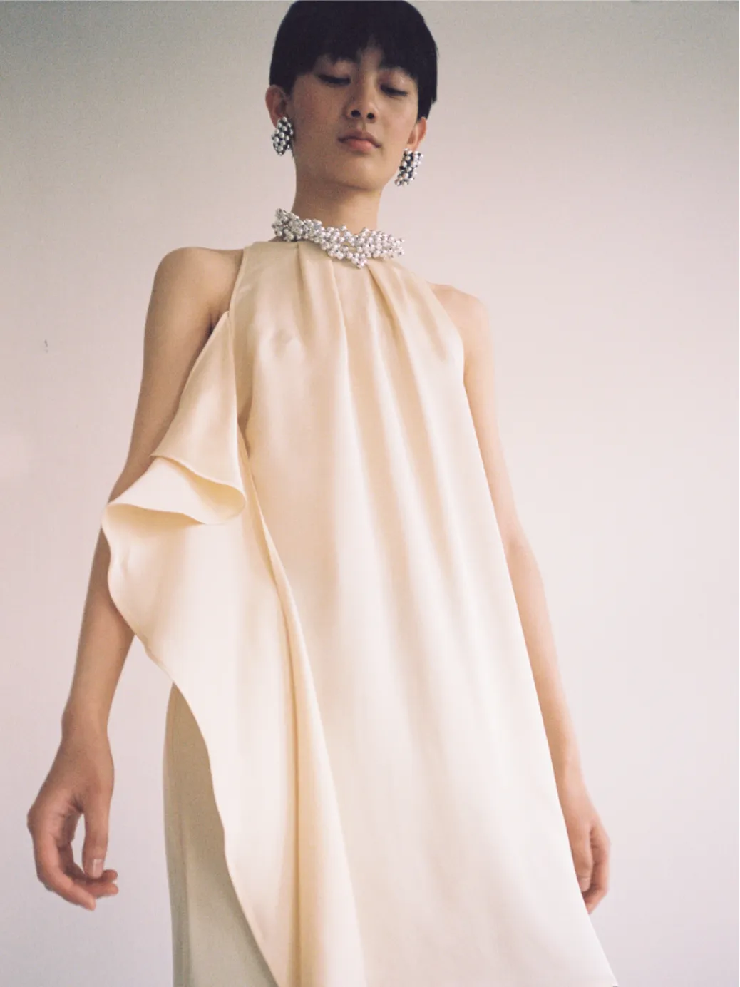 FLOUNCED DRESS "RUE" IN VANILLA