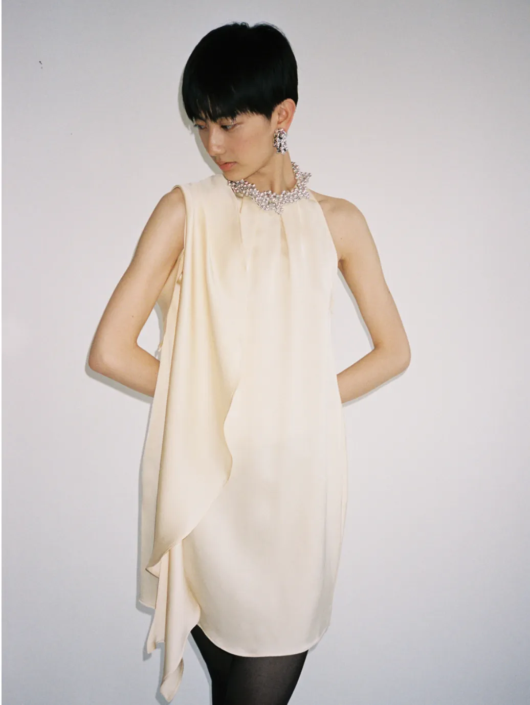 FLOUNCED DRESS "RUE" IN VANILLA