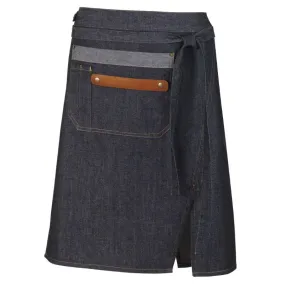 Haley Denim Apron with Raw Leather - ROBUR