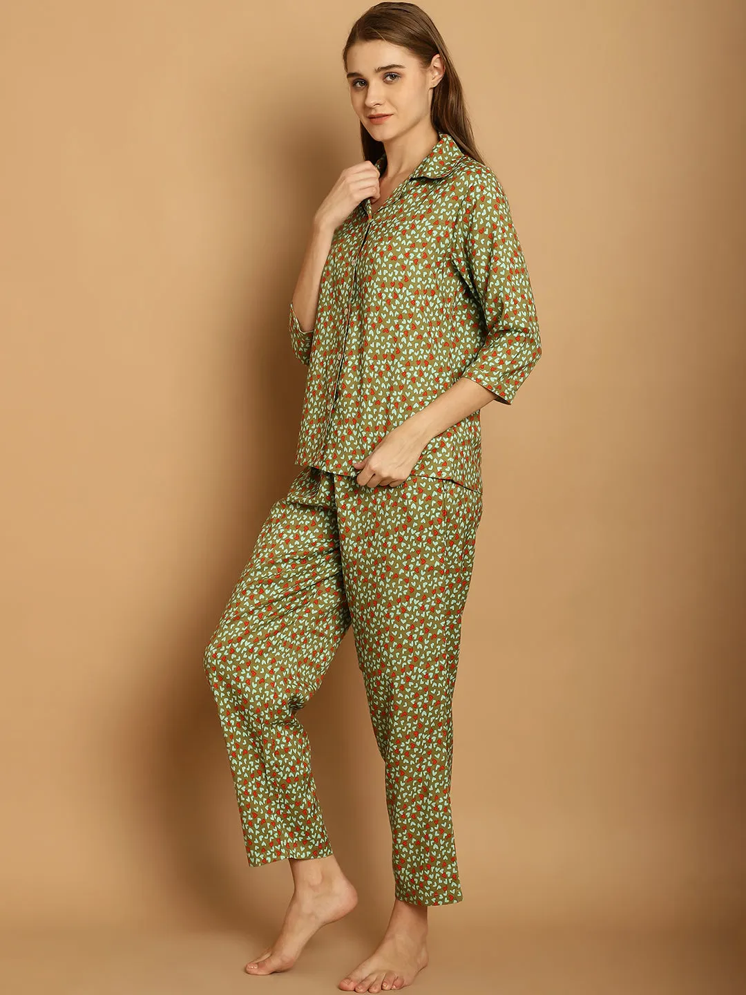 Heart Print Nightsuit Set