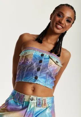 House Of Holland Metallic Rainbow Bandeau Top