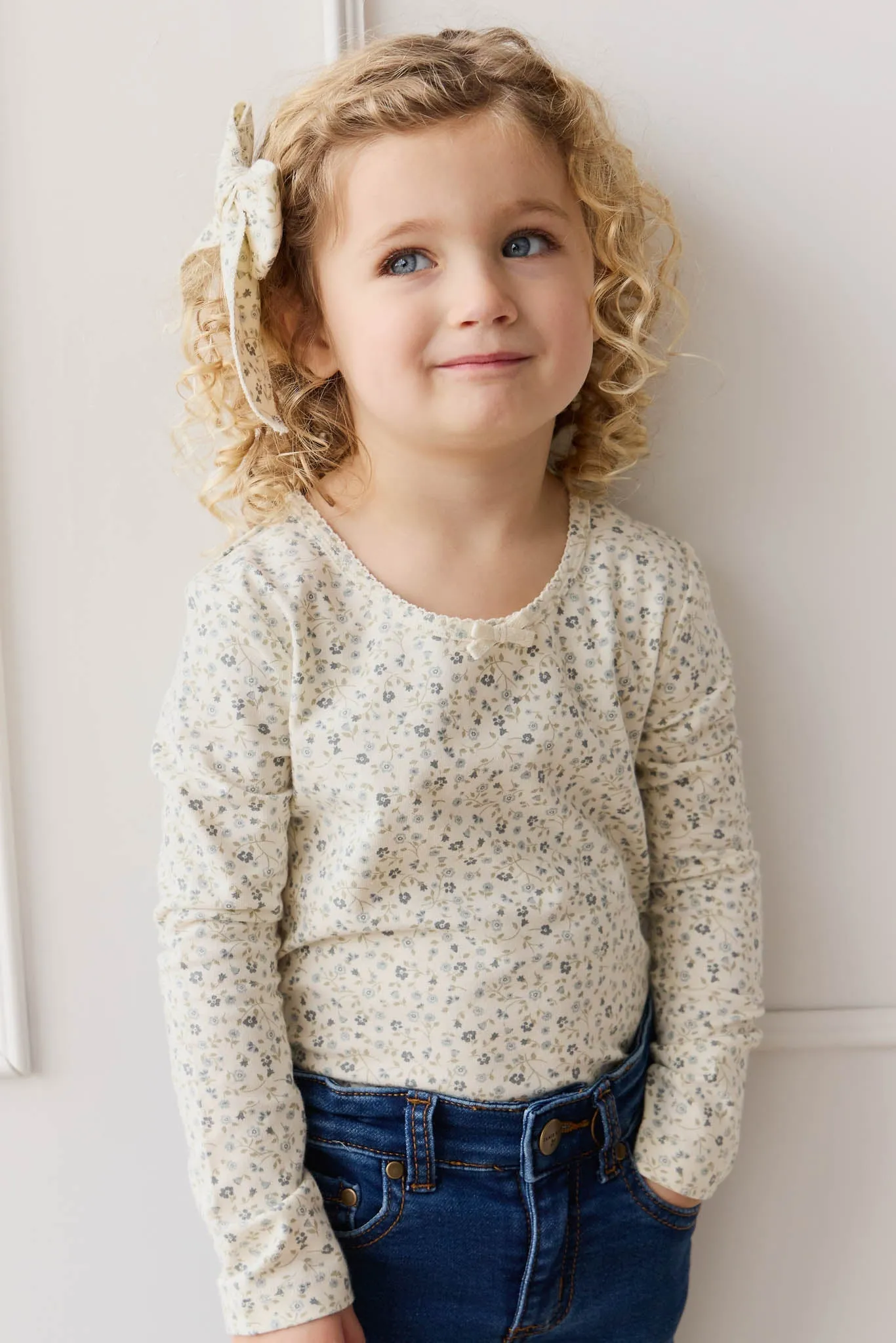 Organic Cotton Long Sleeve Top - Dainty Egret Blues