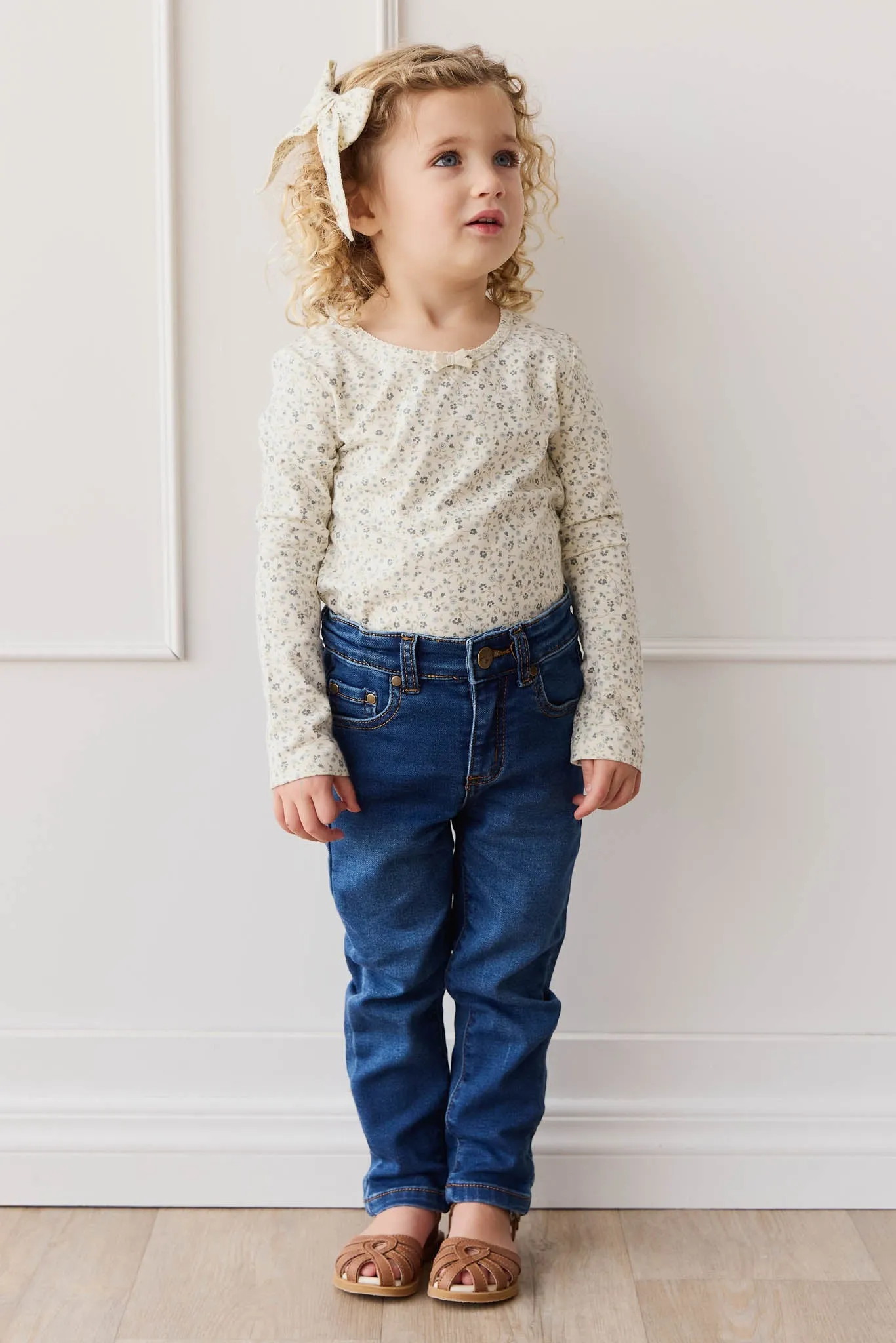 Organic Cotton Long Sleeve Top - Dainty Egret Blues