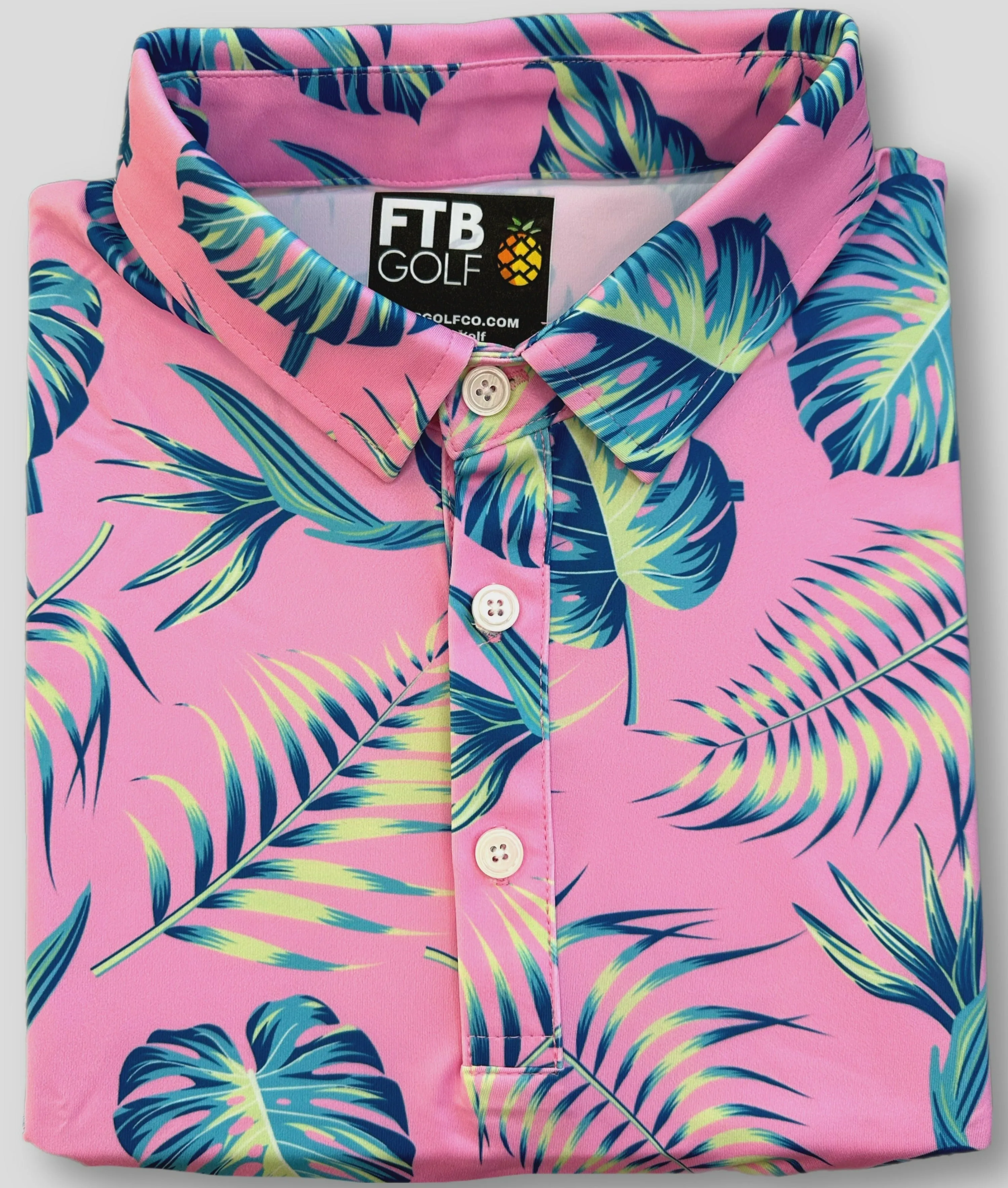 Pink Palm Golf Polo Shirt
