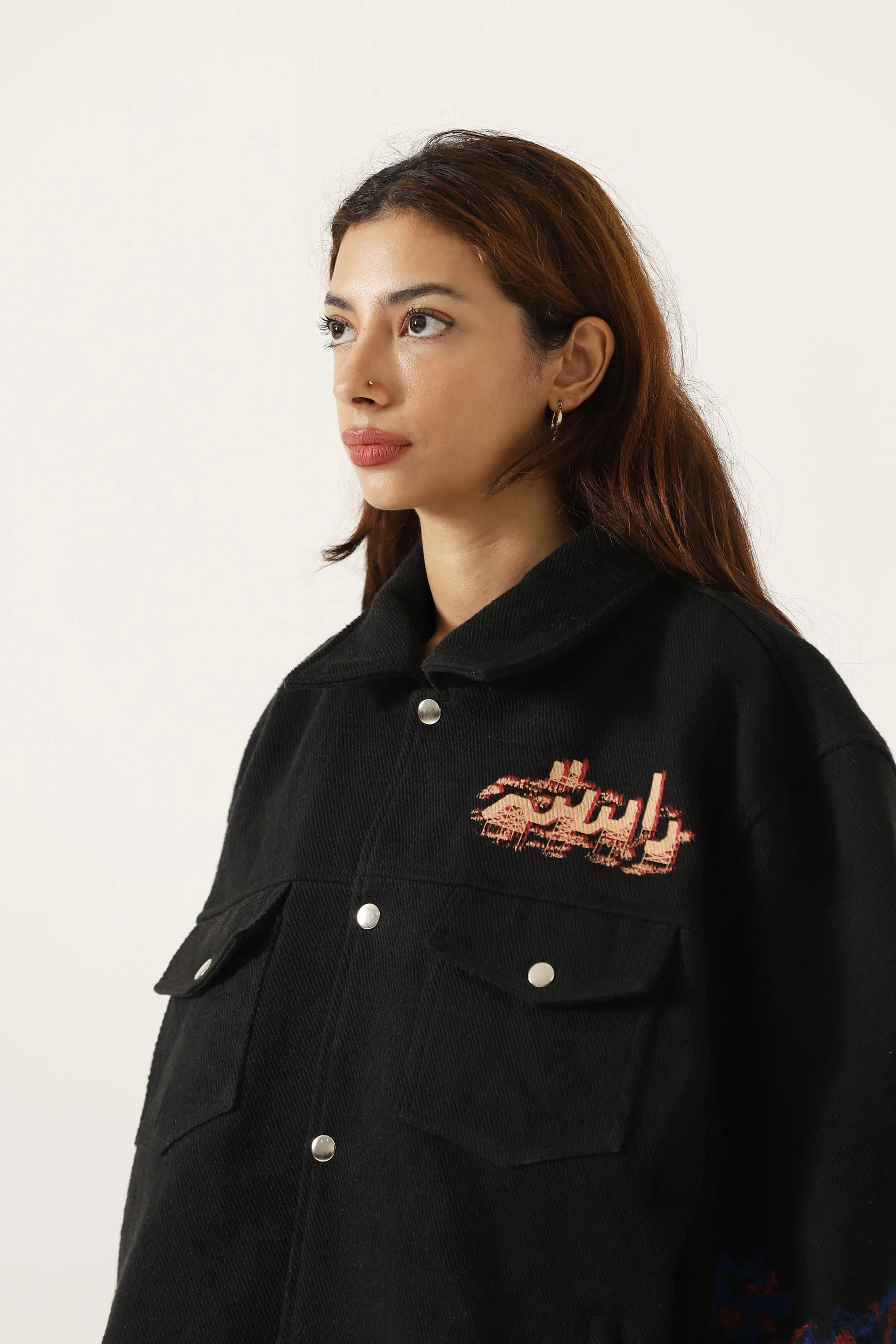Handwoven Printed Jacket Featuring JAWS Design