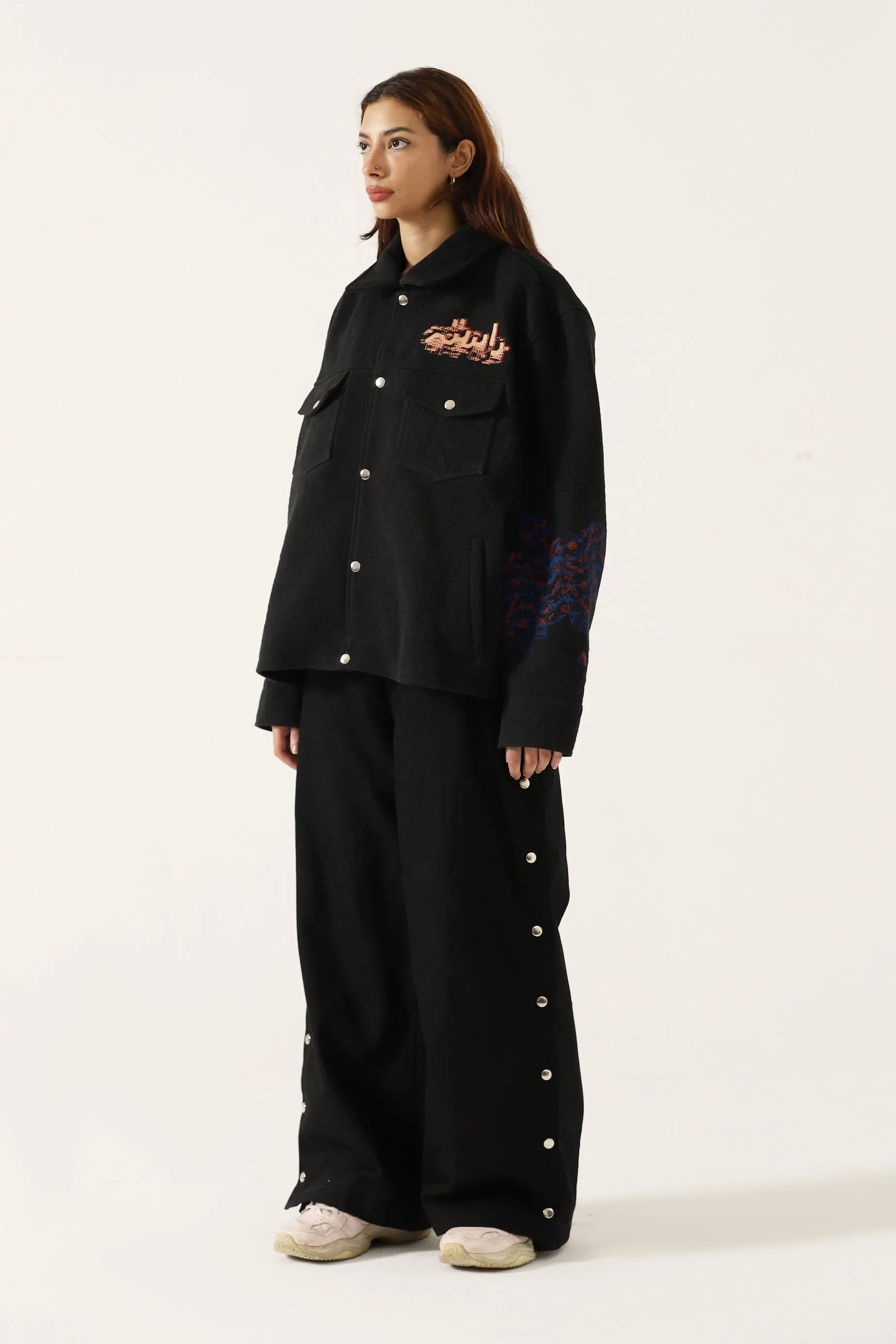 Handwoven Printed Jacket Featuring JAWS Design