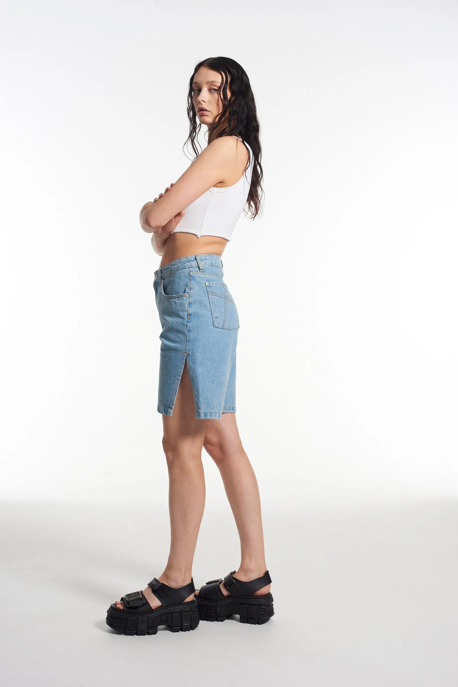 Side Split Short - Blue