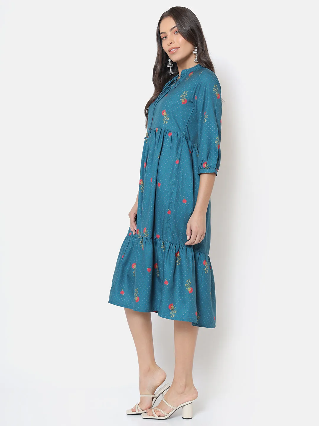 Spring Sorbet Teal Gathered Dress