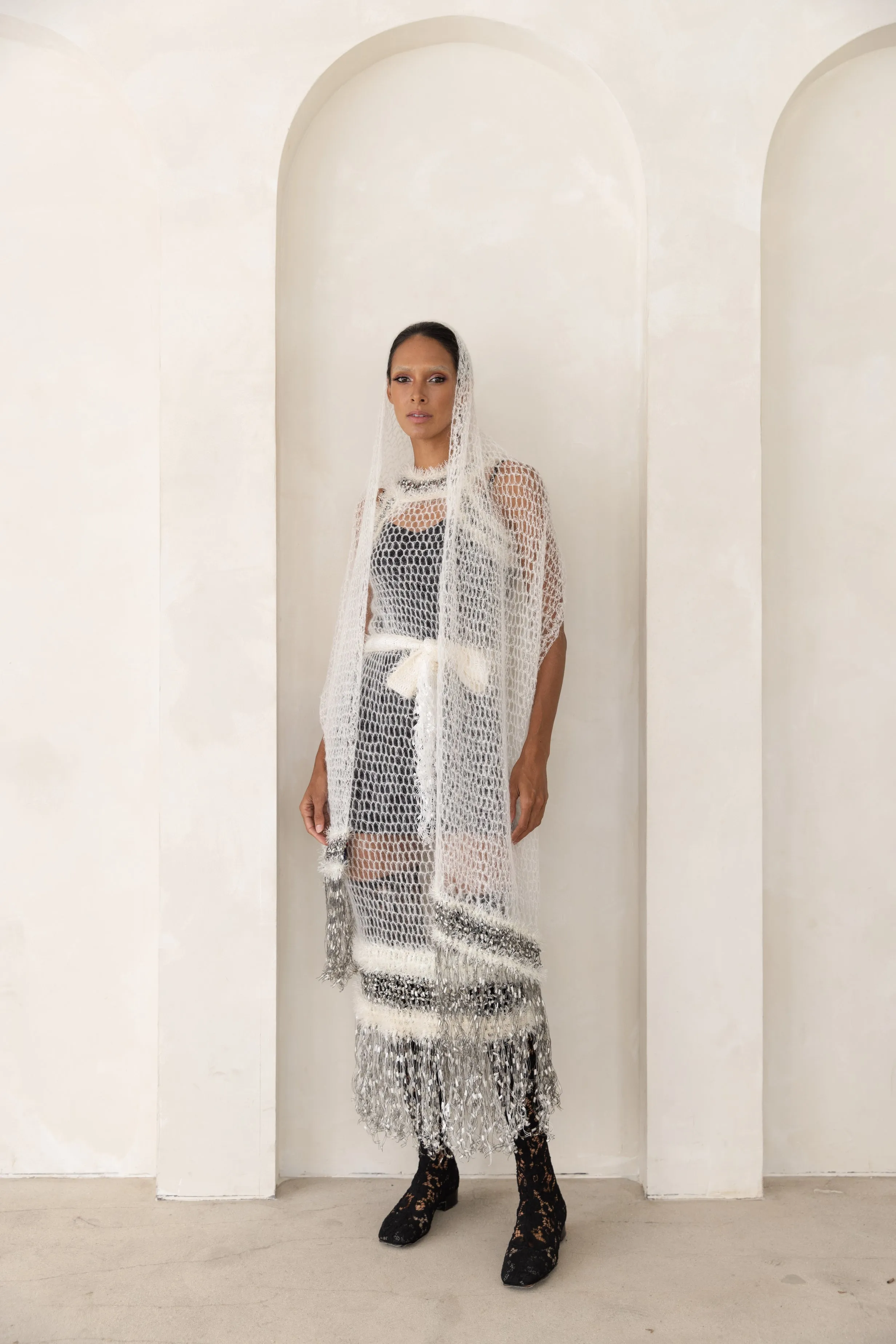 White Rose Handmade Knit Dress