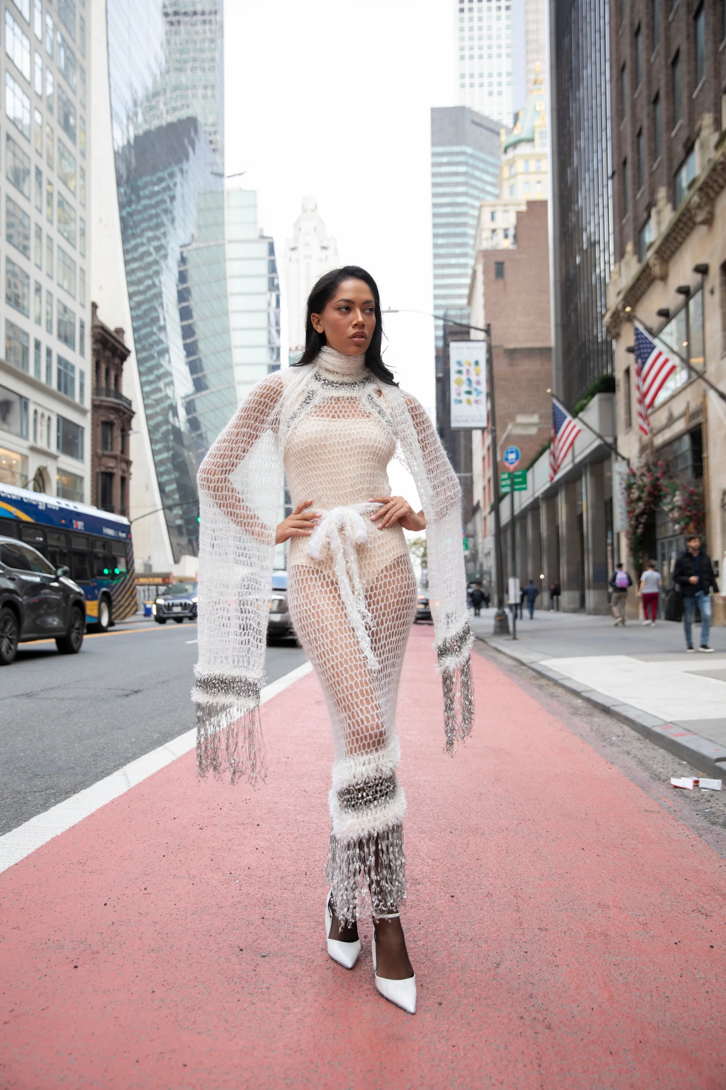 White Rose Handmade Knit Dress