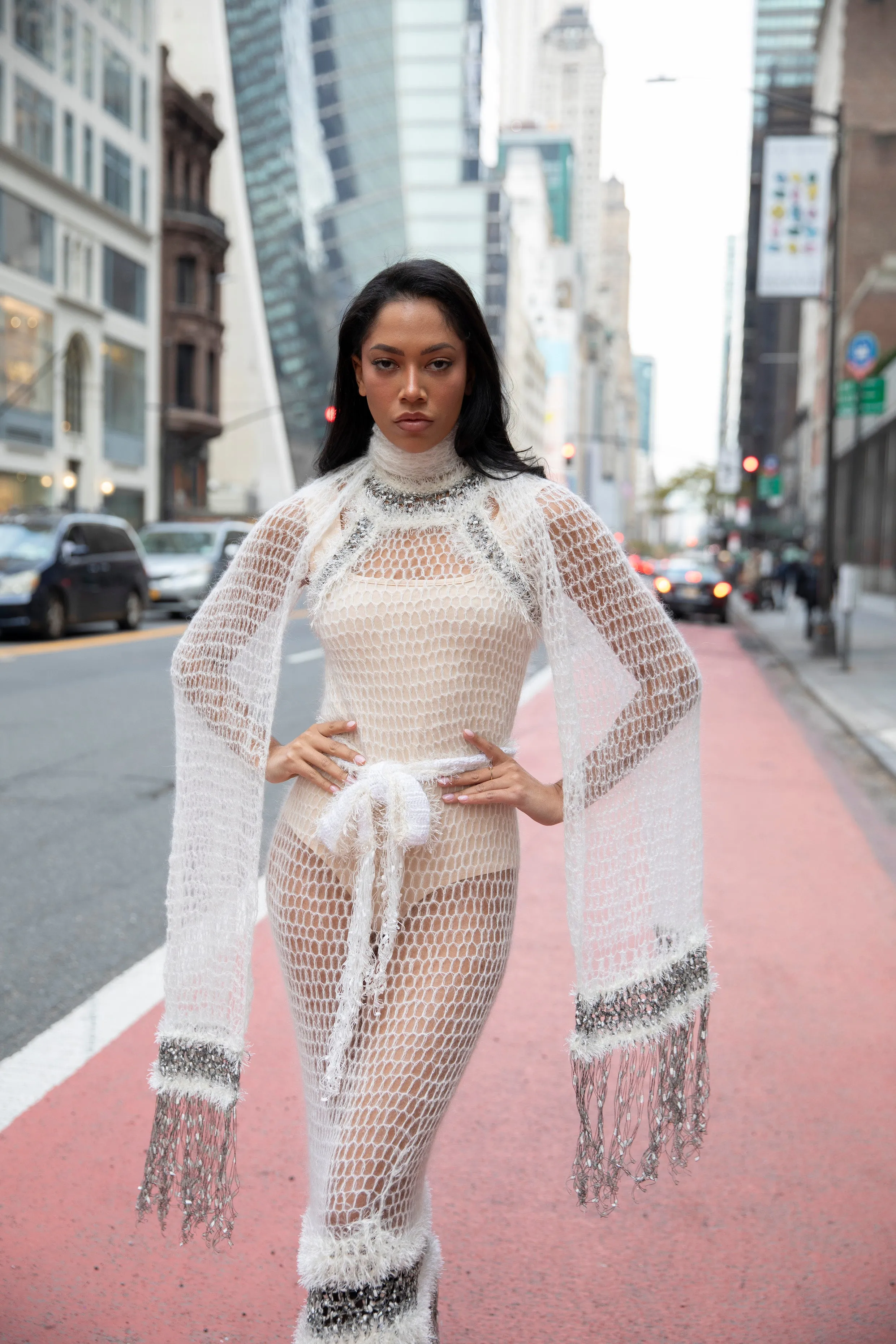 White Rose Handmade Knit Dress