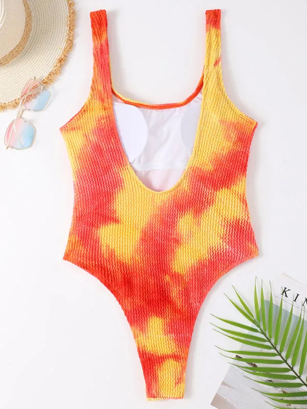 Women's Textured Swimsuit With Back Cut Out Design