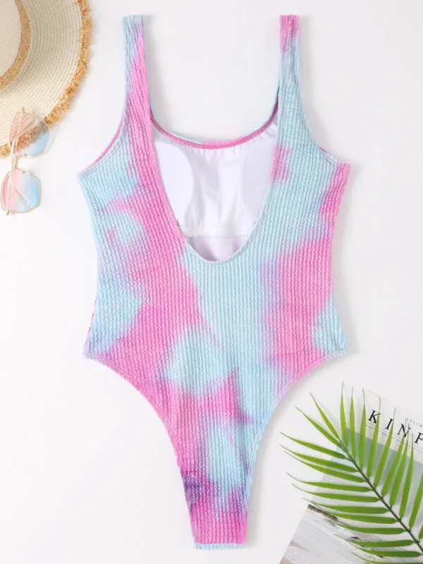 Women's Textured Swimsuit With Back Cut Out Design